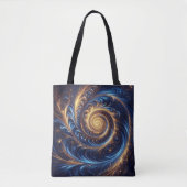Abstracte ruimte Royal Blue en Gold Swirls Draagtas (Voorkant)