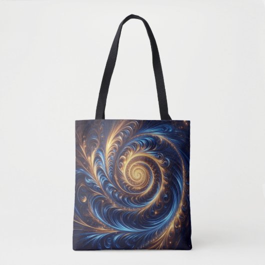 Abstracte ruimte Royal Blue en Gold Swirls Draagtas (Voorkant)