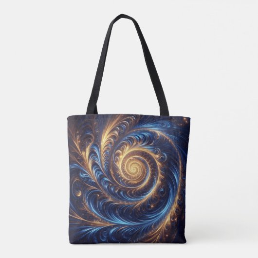 Abstracte ruimte Royal Blue en Gold Swirls Draagtas (Achterkant)