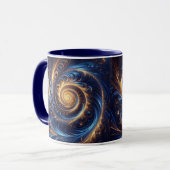 Abstracte ruimte Royal Blue en Gold Swirls Mok (Voorkant links)
