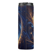 Abstracte ruimte Royal Blue en Gold Swirls Thermosbeker (Achterkant)