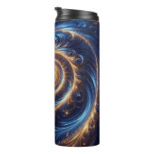 Abstracte ruimte Royal Blue en Gold Swirls Thermosbeker (Geroteerd rechts)