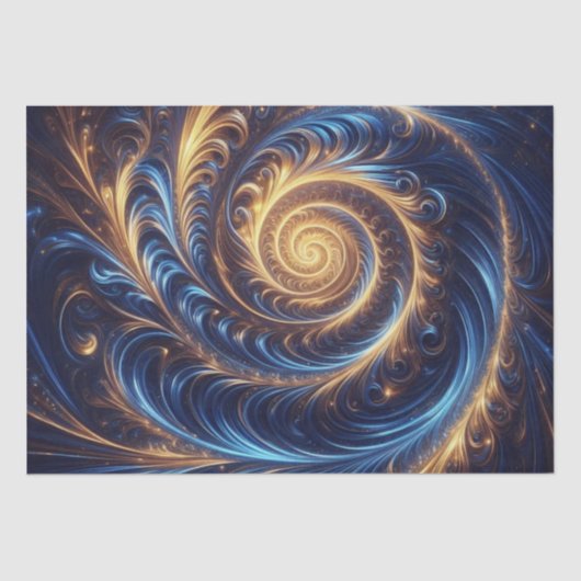 Abstracte ruimte Royal Blue en Gold Swirls Tissuepapier (Voorkant)