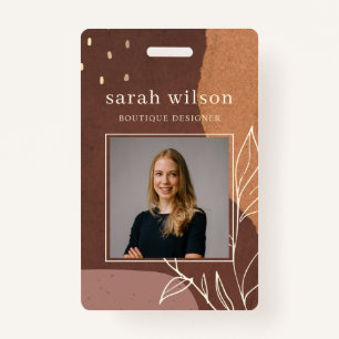 Abstracte Rust Pink Oranje Leafy Foliage Foto Badge