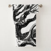 Abstracte Rustic Black & White Tree Branches Bad Handdoek (Insitu)