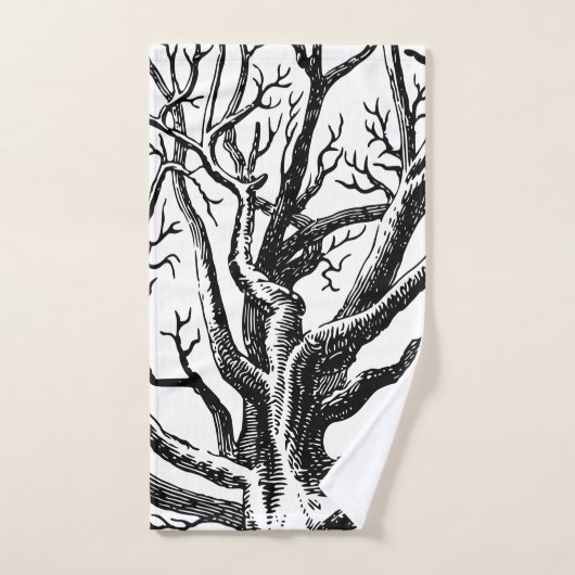 Abstracte Rustic Black & White Tree Branches Bad Handdoek (Handdoek)