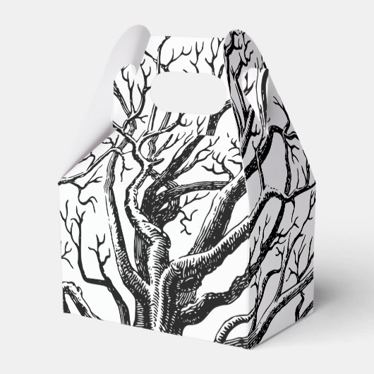 Abstracte Rustic Black & White Tree Branches Bedankdoosjes (Voorkant Zijde)
