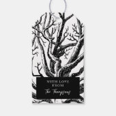 Abstracte Rustic Black & White Tree Branches Cadeaulabel (Voorkant)