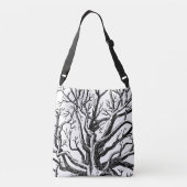 Abstracte Rustic Black & White Tree Branches Crossbody Tas (Achterkant)