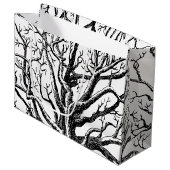 Abstracte Rustic Black & White Tree Branches Groot Cadeauzakje (Voorkant Gekanteld)
