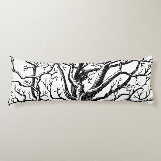 Abstracte Rustic Black & White Tree Branches Lichaamskussen (Voorkant)