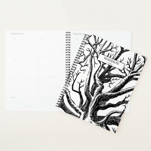 Abstracte Rustic Black & White Tree Branches Planner (Display)