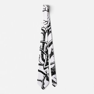 Abstracte Rustic Black & White Tree Branches Stropdas