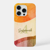 Abstracte Rustic Earthy Waterverf Monogram Naam iPhone Hoesje (Achterkant)