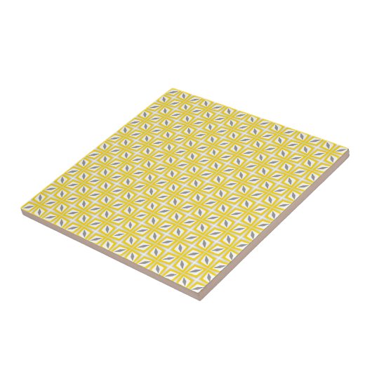 Abstracte Safari Leaf Pattern Yellow en Grey Tegeltje (Zijkant)