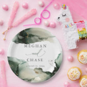 Abstracte Sage Emerald Green Waterverf Papieren Bordje (Feest)