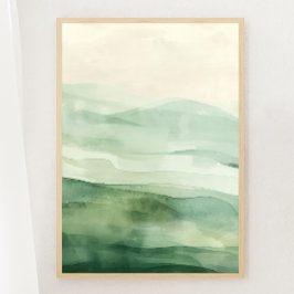 Abstracte Sage Green & Beige Mountains Print 1 van