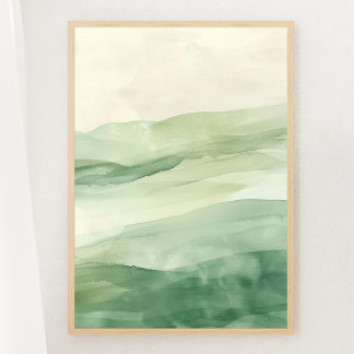 Abstracte Sage Green & Beige Mountains Print 3 van