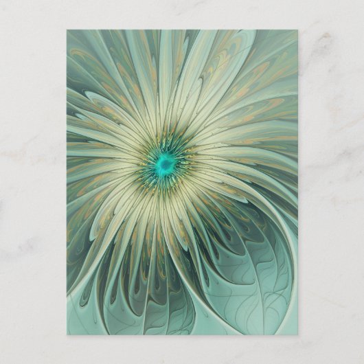 Abstracte Sage Green Fantasy Flower Fractal Art Briefkaart (Voorkant)