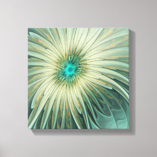 Abstracte Sage Green Fantasy Flower Fractal Art Canvas Afdruk