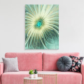Abstracte Sage Green Fantasy Flower Fractal Art Canvas Afdruk (Insitu (Woonkamer))