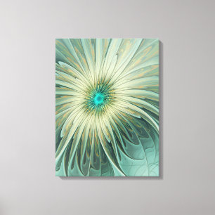 Abstracte Sage Green Fantasy Flower Fractal Art Canvas Afdruk