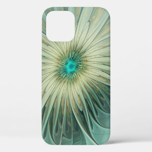 Abstracte Sage Green Fantasy Flower Fractal Art iPhone 12 Pro Hoesje