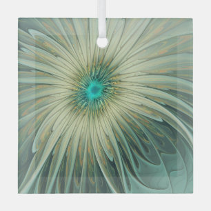 Abstracte Sage Green Fantasy Flower Fractal Art Glas Ornament