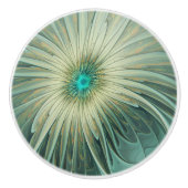 Abstracte Sage Green Fantasy Flower Fractal Art Keramische Knop (Voorkant)