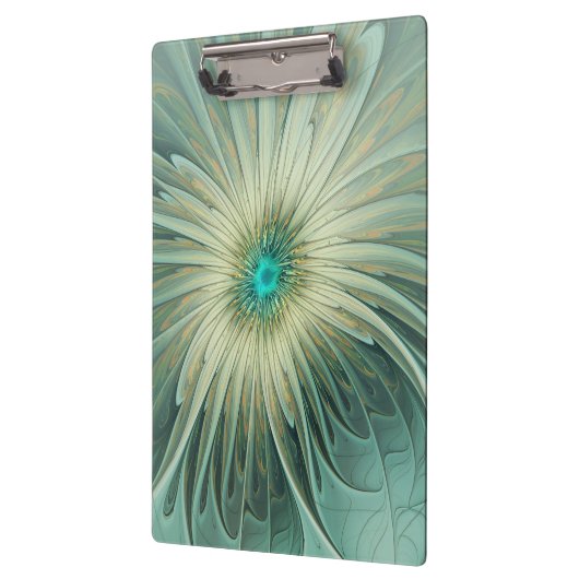 Abstracte Sage Green Fantasy Flower Fractal Art Klembord (Links)