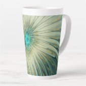 Abstracte Sage Green Fantasy Flower Fractal Art Latte Mok (Rechterhoek)