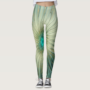 Abstracte Sage Green Fantasy Flower Fractal Art Leggings