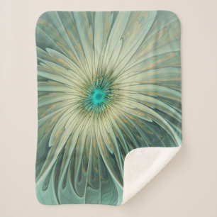 Abstracte Sage Green Fantasy Flower Fractal Art Sherpa Deken