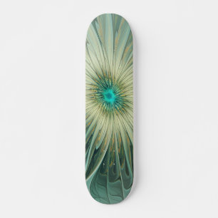 Abstracte Sage Green Fantasy Flower Fractal Art Skateboard