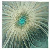 Abstracte Sage Green Fantasy Flower Fractal Art Tegeltje (Voorkant)