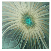 Abstracte Sage Green Fantasy Flower Fractal Art Tegeltje (Voorkant)