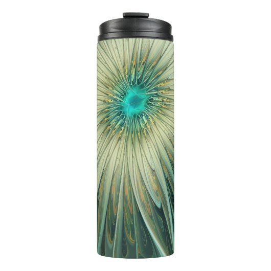 Abstracte Sage Green Fantasy Flower Fractal Art Thermosbeker (Voorkant)