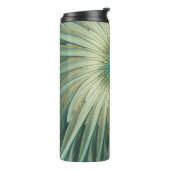 Abstracte Sage Green Fantasy Flower Fractal Art Thermosbeker (Gedraaid links)