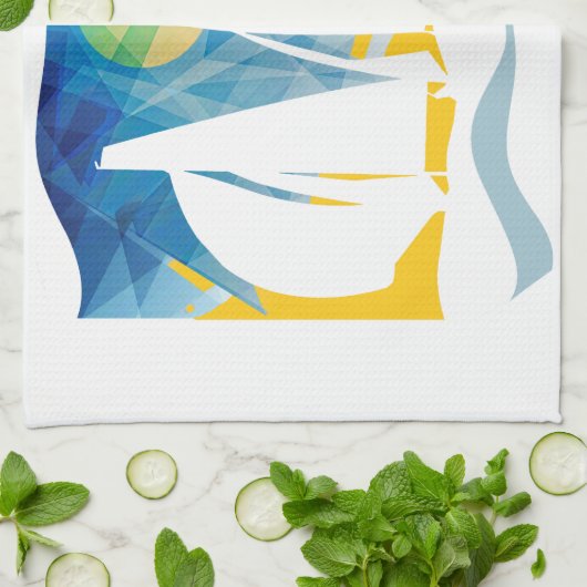 Abstracte Sail Boat Sailor Theedoek (Gevouwen)