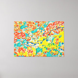 Abstracte Sakura Spring Cherry Blossom Floral Canvas Afdruk