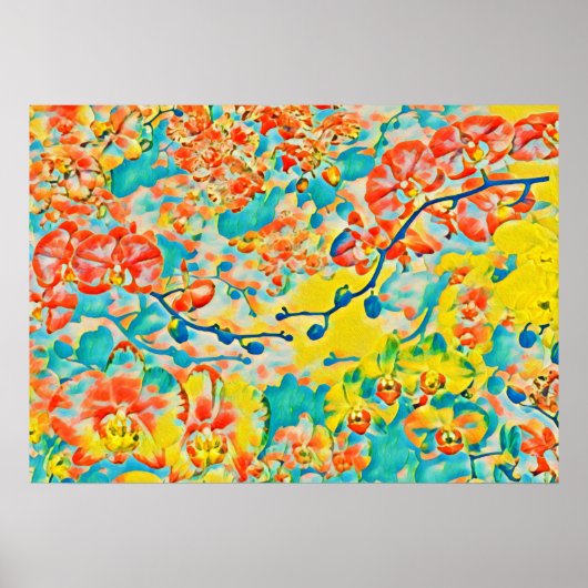 Abstracte Sakura Spring Cherry Blossom Floral Poster (Voorkant)