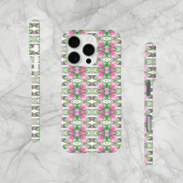 Abstracte salie en roze bloemen cel iPhone 16 pro hoesje