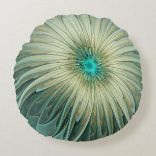 Abstracte saliegroene fantasiebloem fractale kunst rond kussen