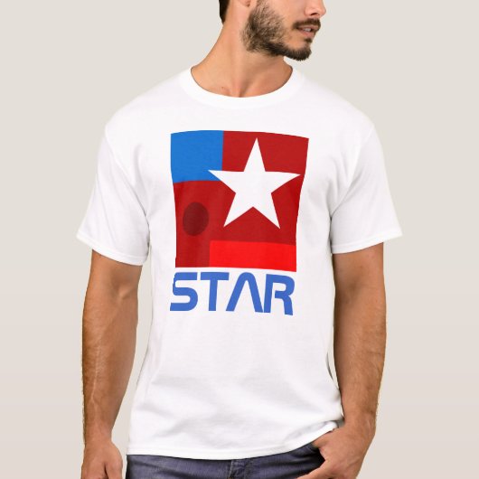 Abstracte samenstelling witte ster t-shirt (Voorkant)