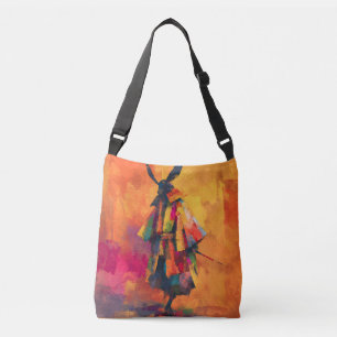 Abstracte Samurai Warrior Silhouet Crossbody Tas