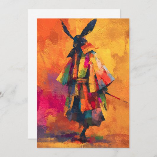 Abstracte Samurai Warrior Silhouet Feestdagenkaart (Voorkant / Achterkant)