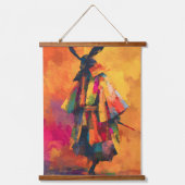 Abstracte Samurai Warrior Silhouet Hangend Wandkleed (Voorkant)