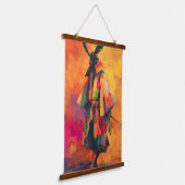 Abstracte Samurai Warrior Silhouet Hangend Wandkleed (Gebogen)