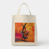 Abstracte Samurai Warrior Silhouet Tote Bag (Achterkant)