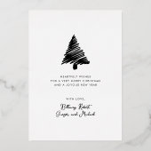 Abstracte Scandi Style met kerstboom Blauw goud Folie Feestdagenkaart (Achterkant)